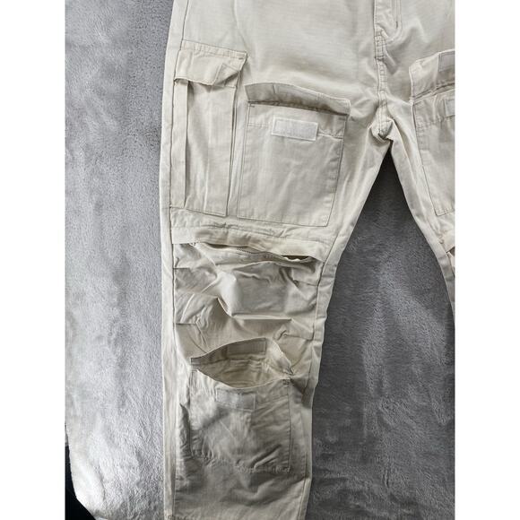 MNML Beige Tactical Cargo Pants Multi-Pocket Utility Streetwear Size 36 - Picture 7 of 8